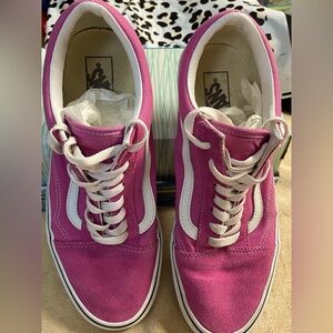 VANS Men's 10.0 Women's 11.5 Old SKOOL Suede Pink Sneakers Excellent Condition